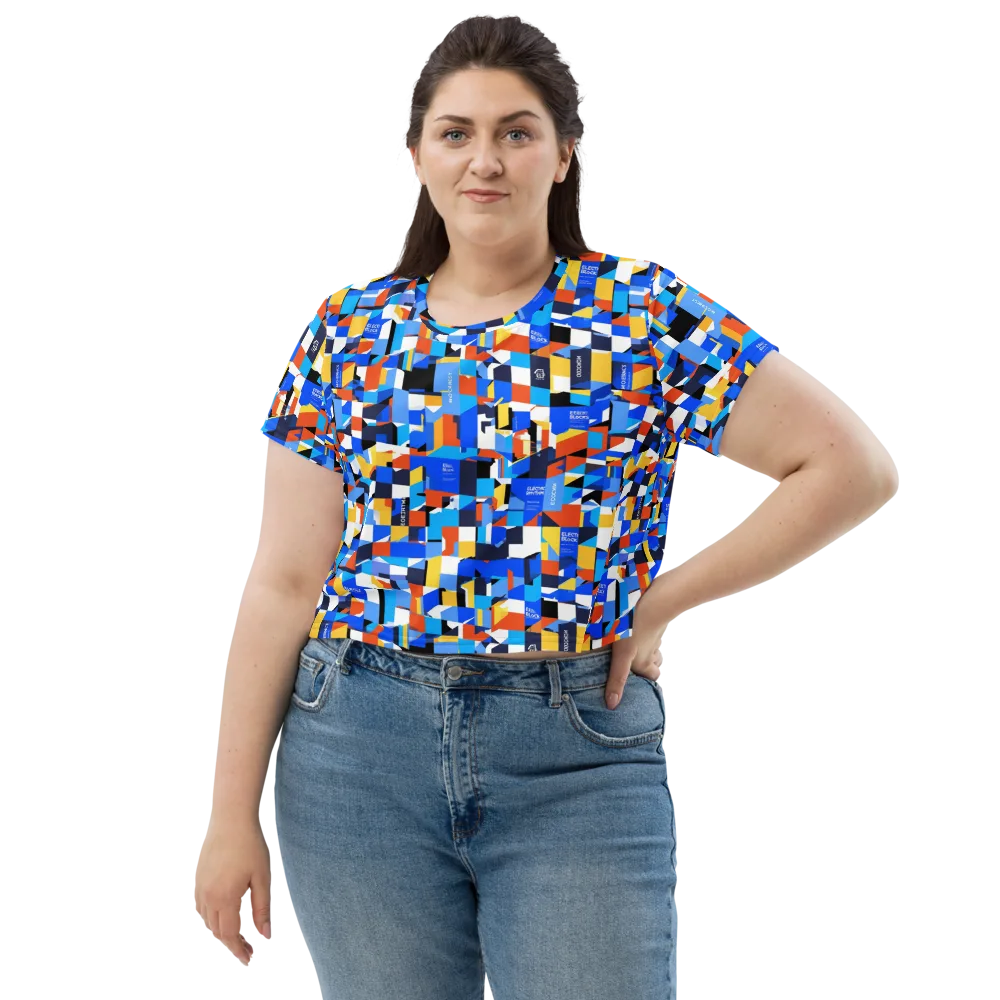 Electric Block Party on Crop Tee — Front