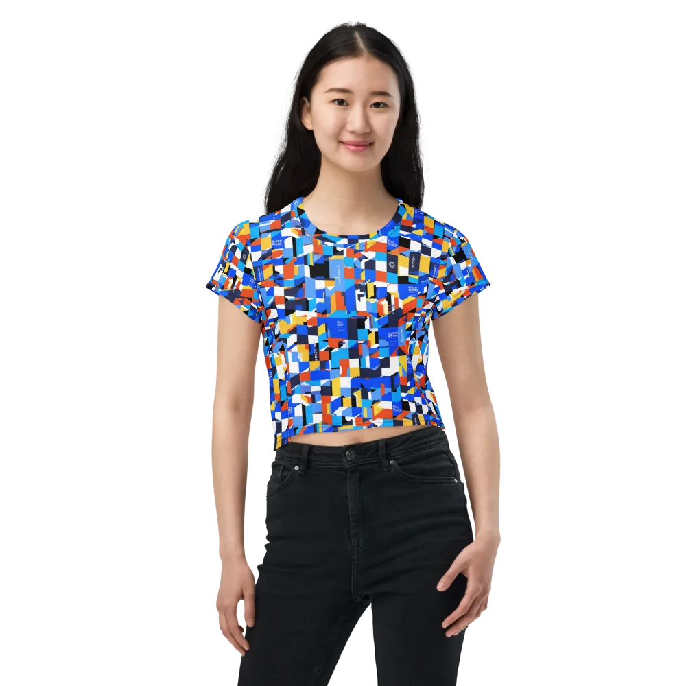 Electric Block Party on Crop Tee — Front