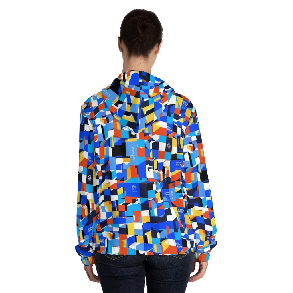 Electric Block Party on Women's Full-Zip Hoodie — Back On Person