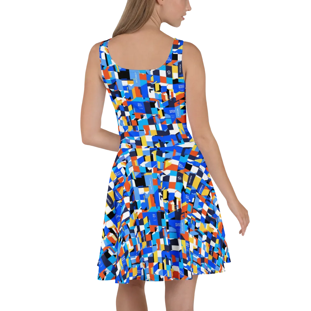 Electric Block Party on Skater Dress — Back