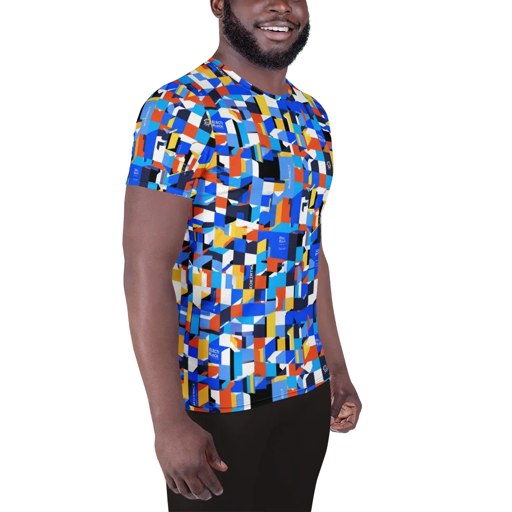 Electric Block Party on Men's Athletic T-Shirt — Right