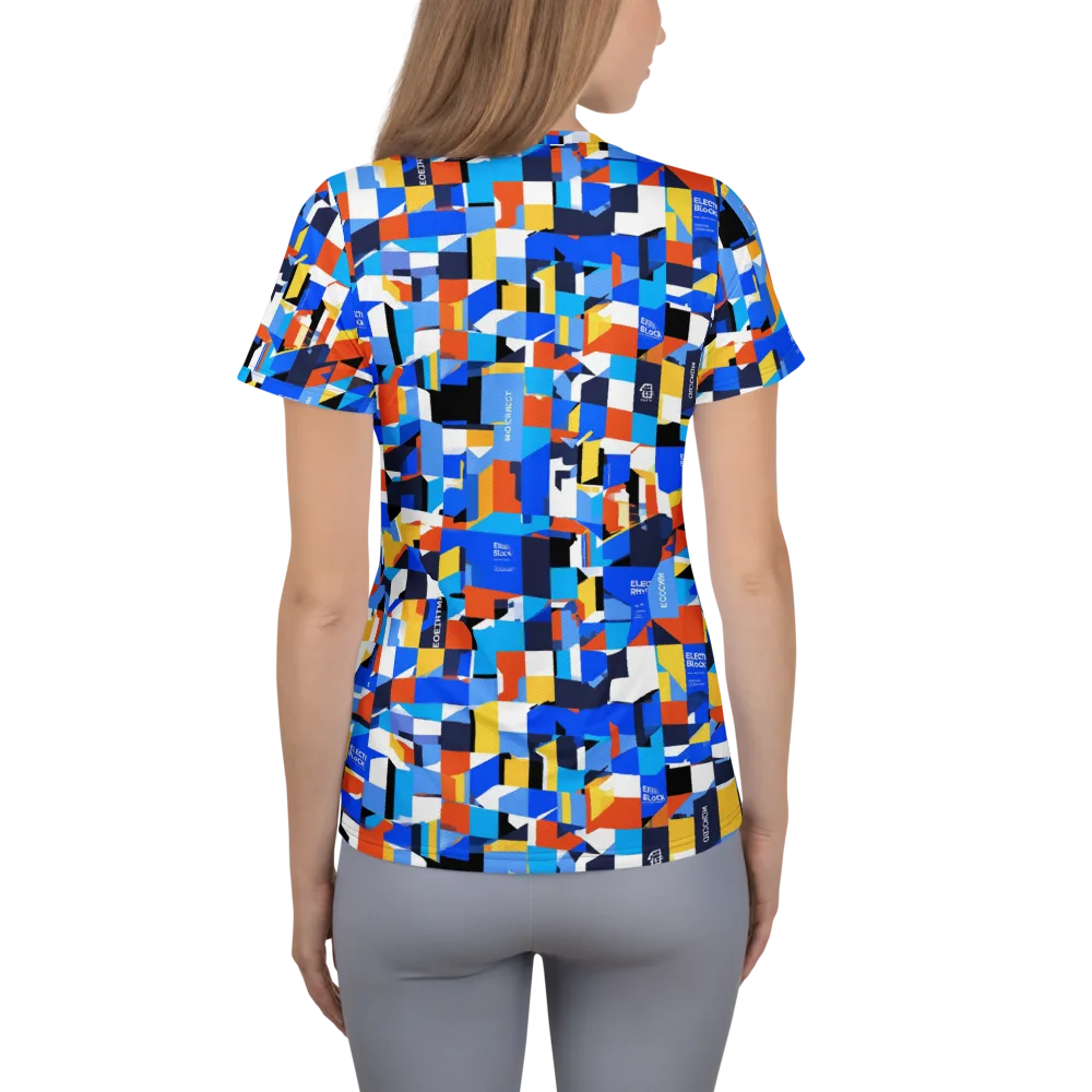 Electric Block Party on Women's Athletic T-Shirt — Back