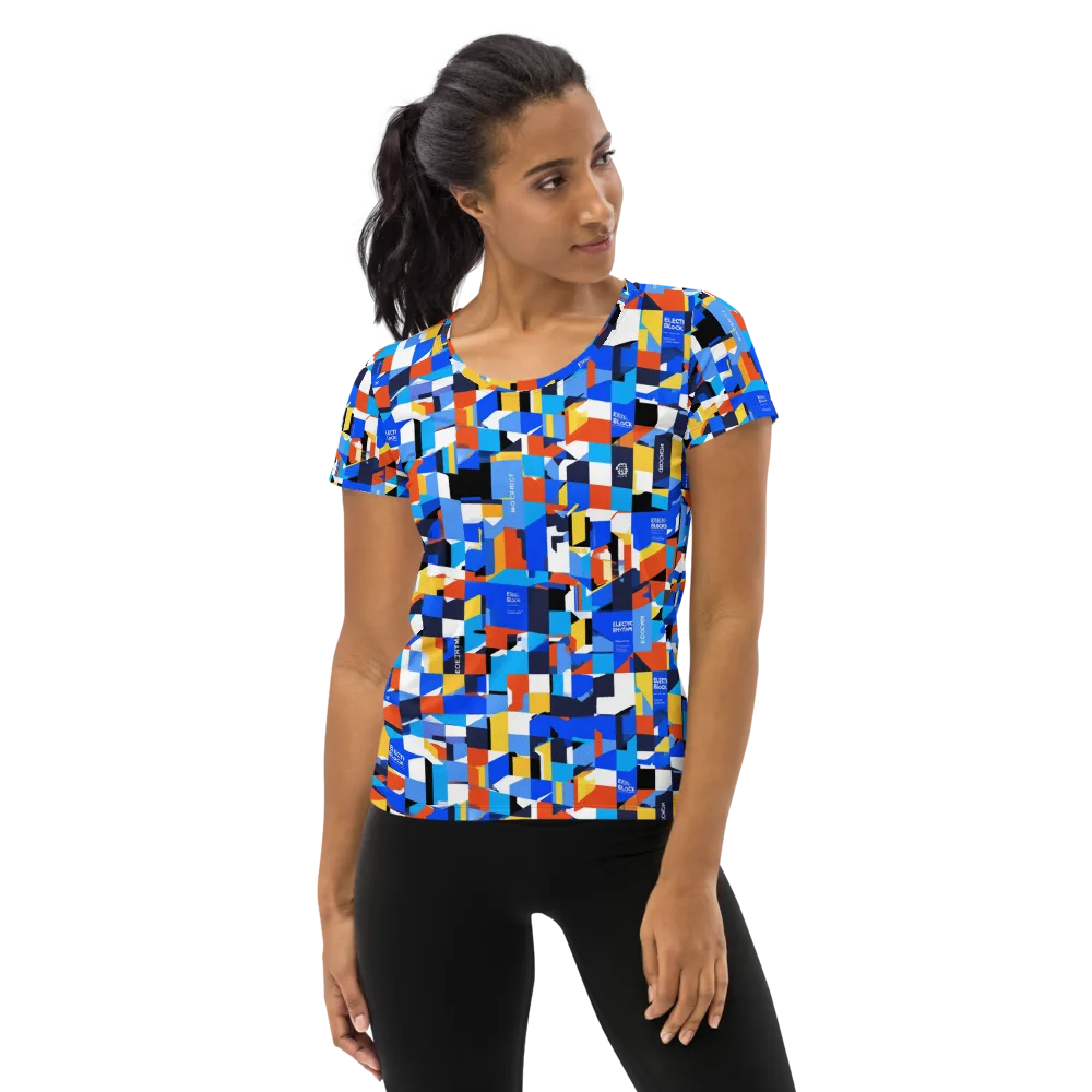 Electric Block Party on Women's Athletic T-Shirt — Front