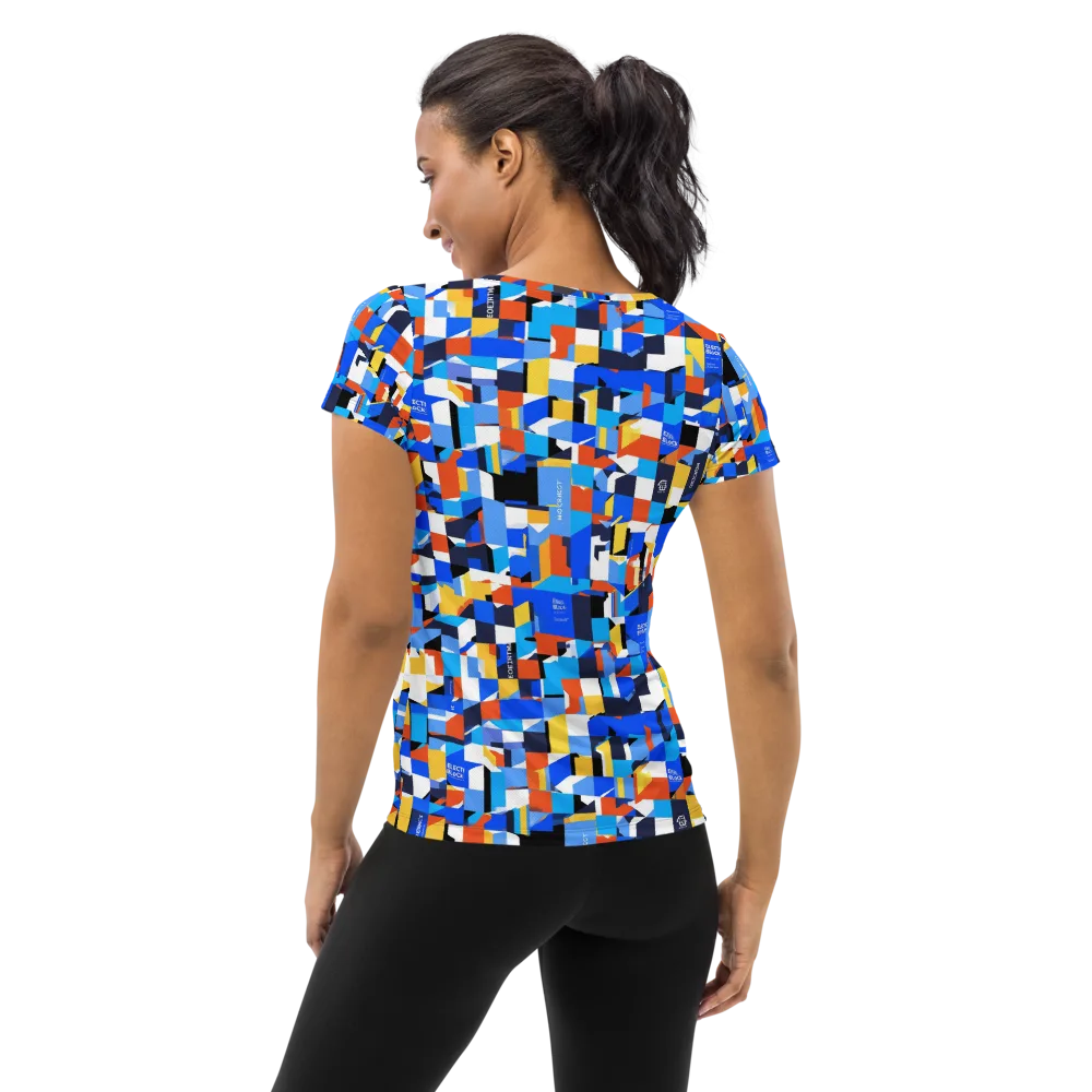 Electric Block Party on Women's Athletic T-Shirt — Back