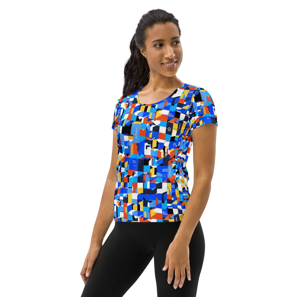 Electric Block Party on Women's Athletic T-Shirt — Left
