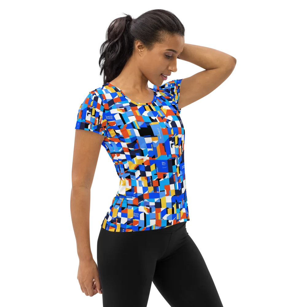Electric Block Party on Women's Athletic T-Shirt — Right