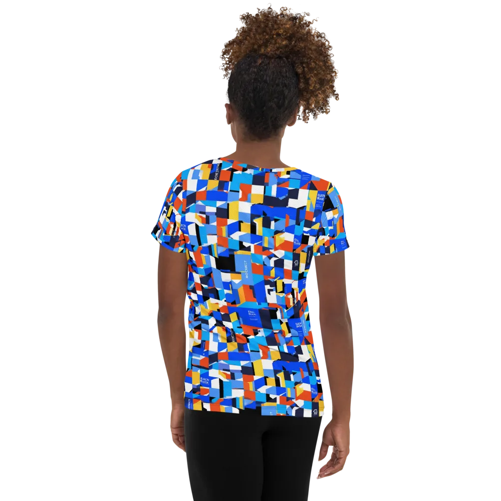 Electric Block Party on Women's Athletic T-Shirt — Back