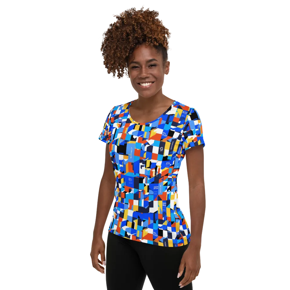 Electric Block Party on Women's Athletic T-Shirt — Left