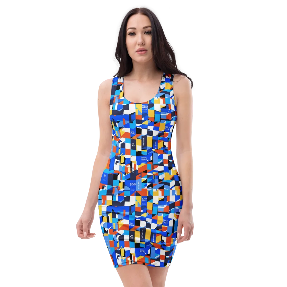 Electric Block Party on Bodycon Dress — Front