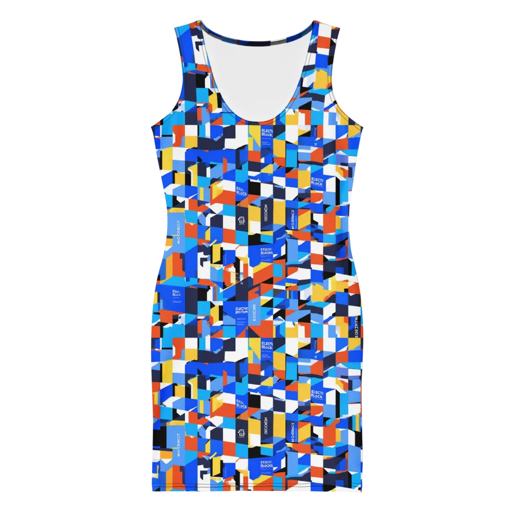 Electric Block Party on Bodycon Dress — Front