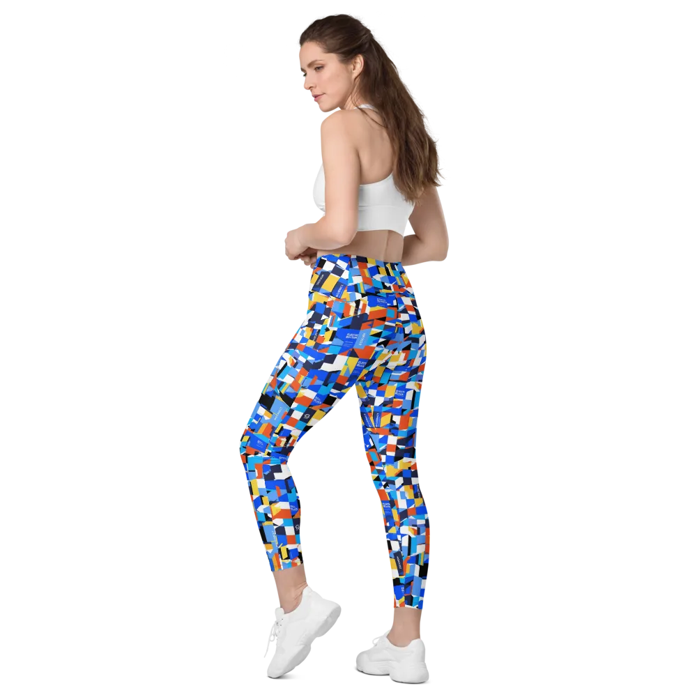 Electric Block Party on Leggings with Pockets — Left Back