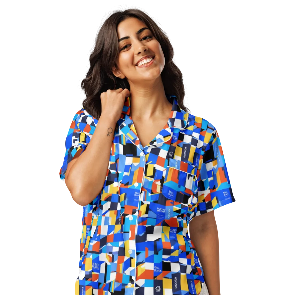 Electric Block Party on Women's Short Sleeve Pajama Top — Front