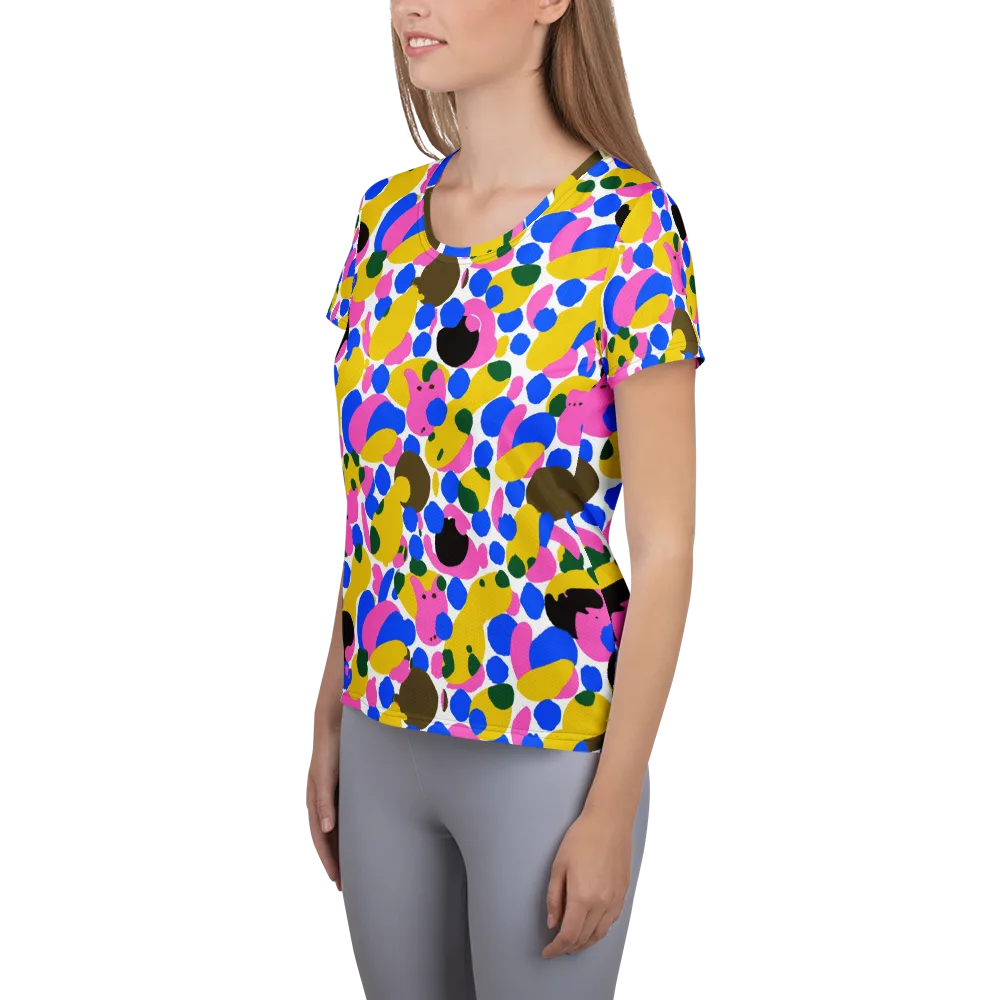 Candy Orchard on Women's Athletic T-Shirt — Left