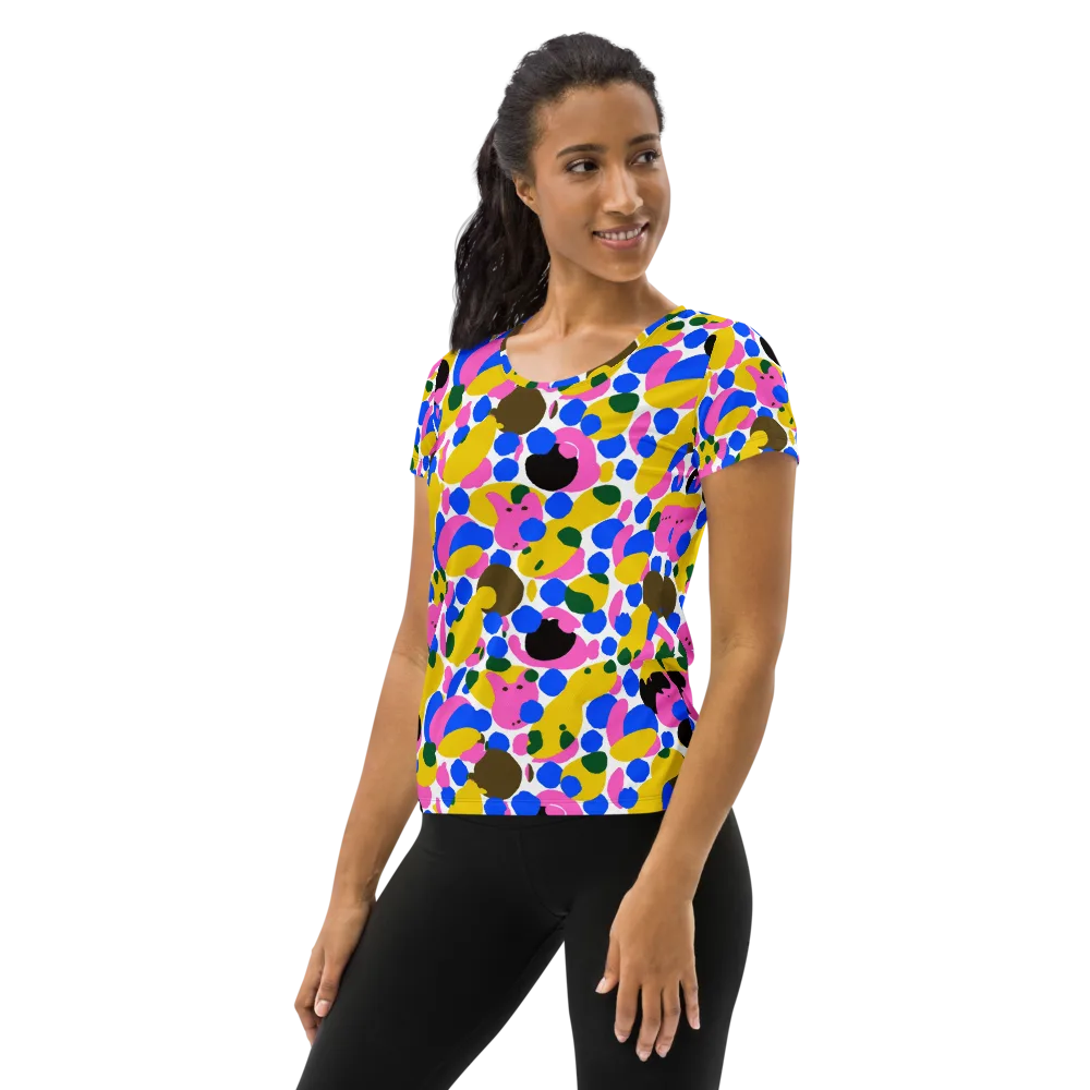 Candy Orchard on Women's Athletic T-Shirt — Left