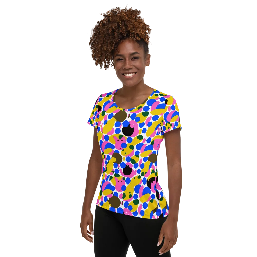 Candy Orchard on Women's Athletic T-Shirt — Left