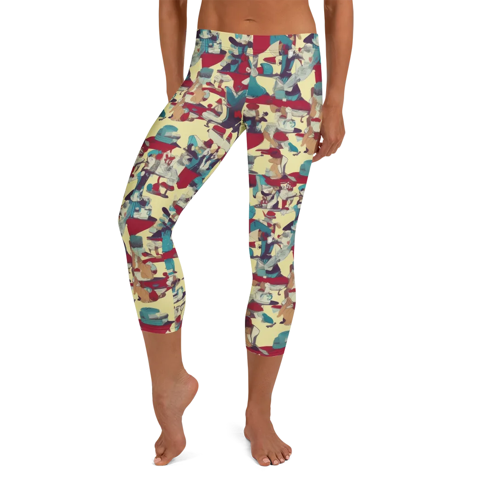 Crimson Tea Salon on Capri Leggings — Front