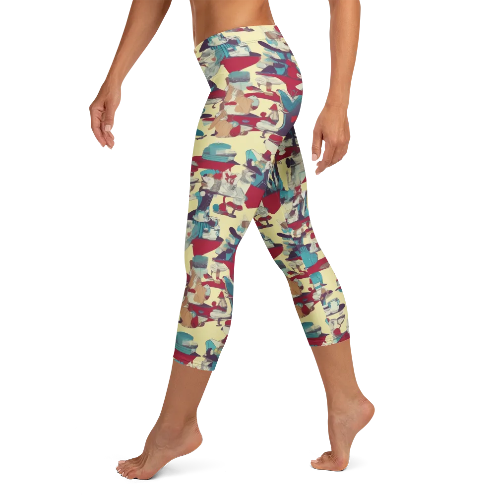 Crimson Tea Salon on Capri Leggings — Left