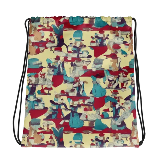 Crimson Tea Salon on a Drawstring Bag