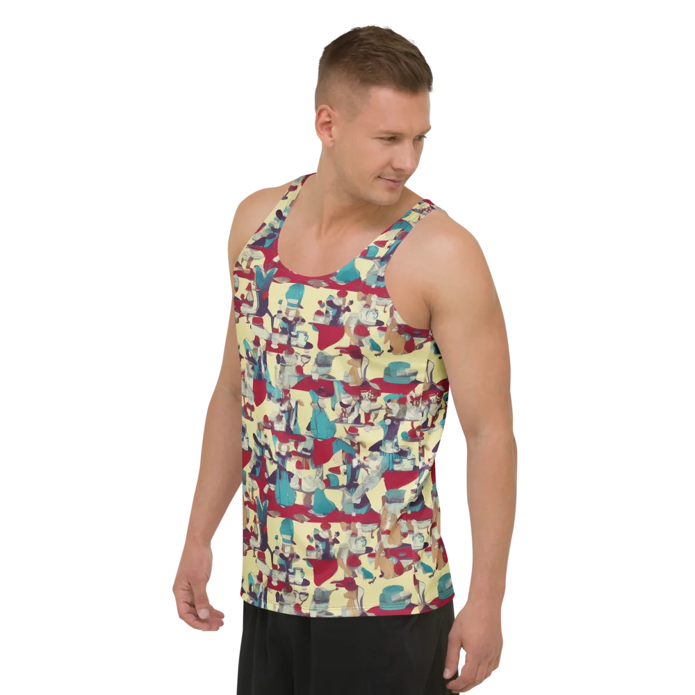 Crimson Tea Salon on Men's Tank Top — Left Front