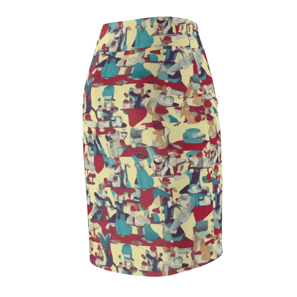 Crimson Tea Salon on Pencil Skirt — Back Side