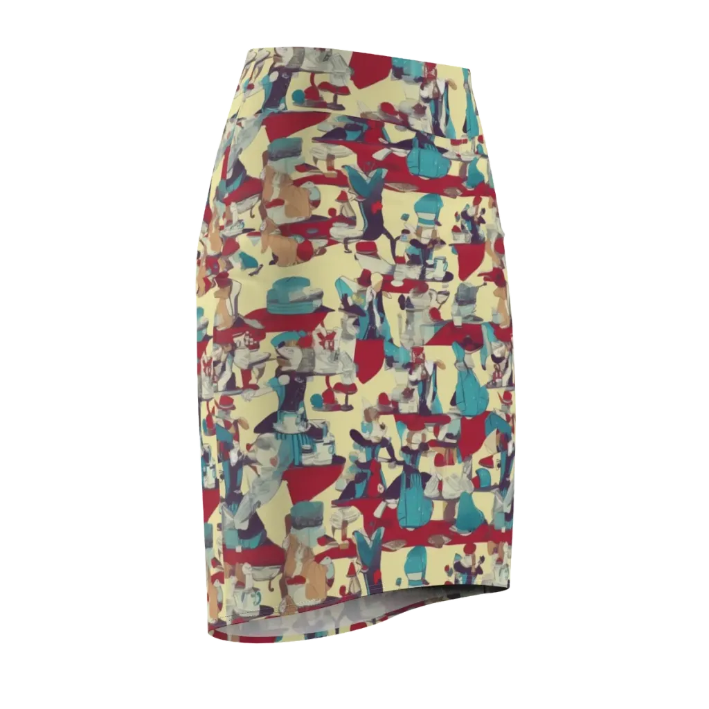Crimson Tea Salon on Pencil Skirt — Front Side