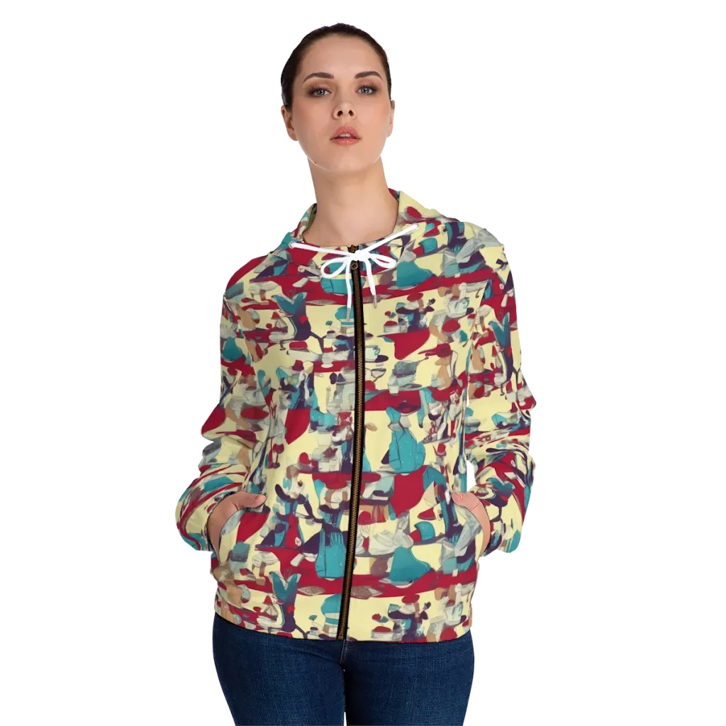 Crimson Tea Salon on Women's Full-Zip Hoodie — Front On Person