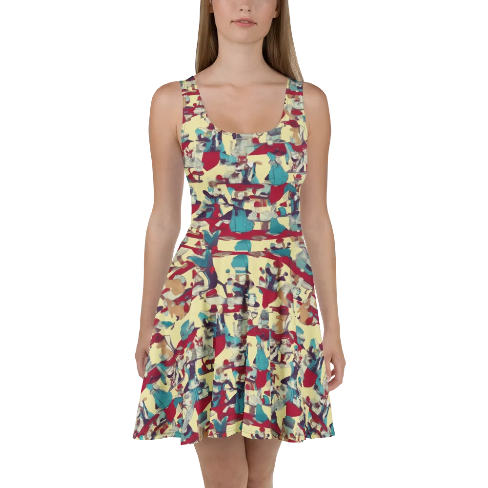 Crimson Tea Salon on Skater Dress — Front