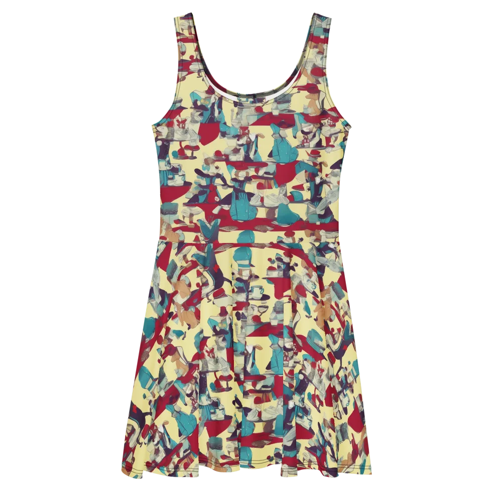 Crimson Tea Salon on Skater Dress — Front