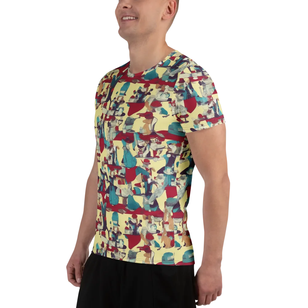 Crimson Tea Salon on Men's Athletic T-Shirt — Left
