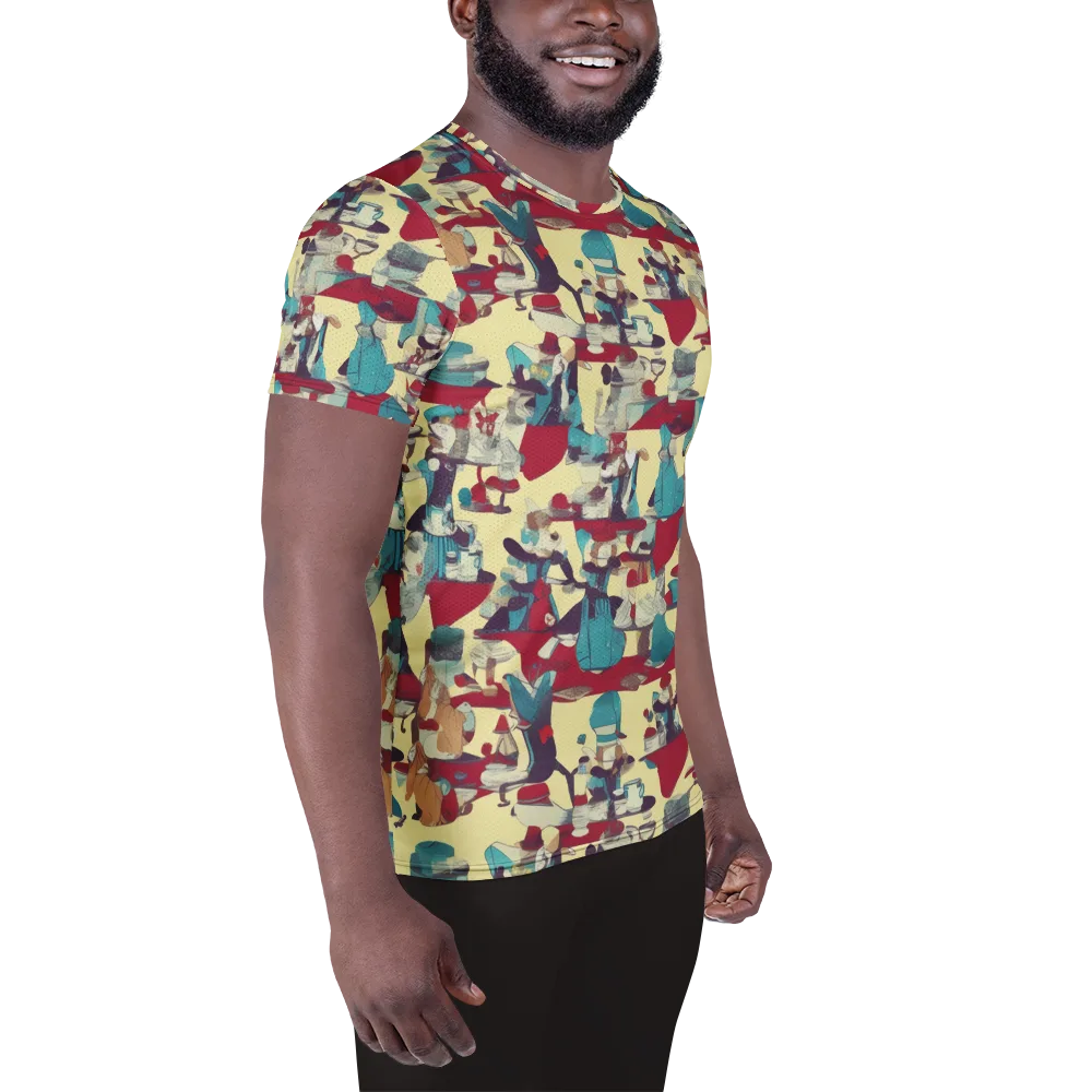 Crimson Tea Salon on Men's Athletic T-Shirt — Right