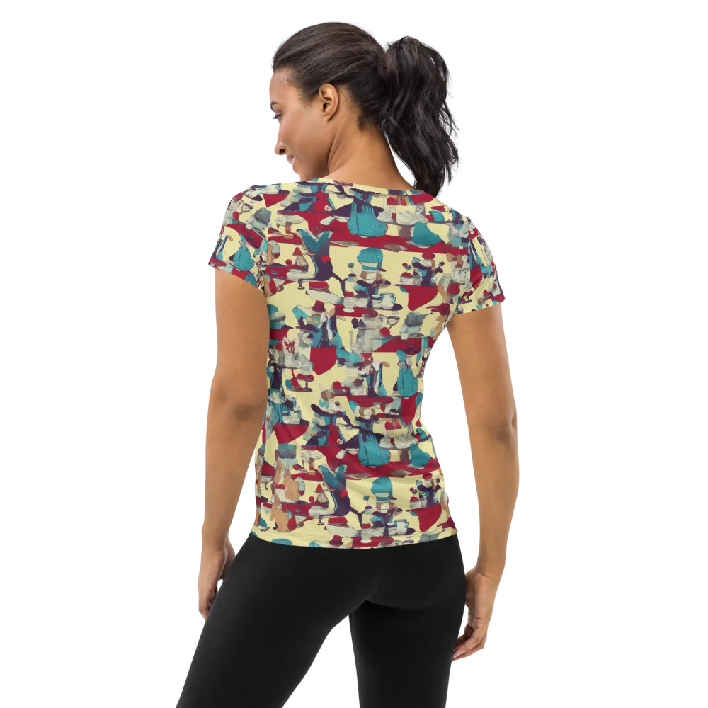 Crimson Tea Salon on Women's Athletic T-Shirt — Back