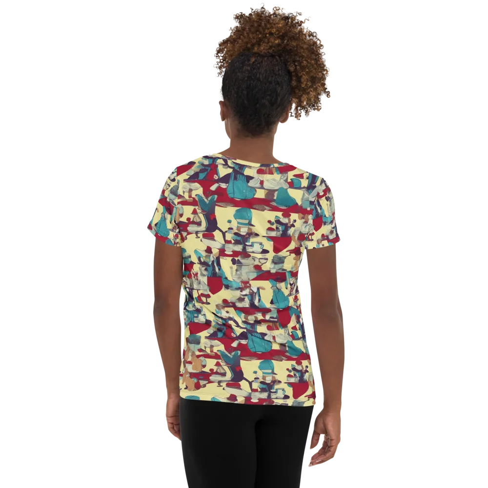Crimson Tea Salon on Women's Athletic T-Shirt — Back