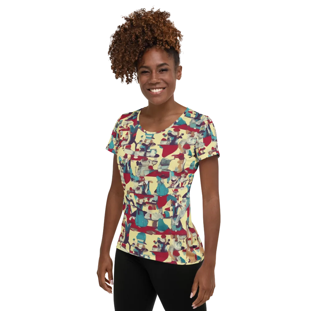 Crimson Tea Salon on Women's Athletic T-Shirt — Left