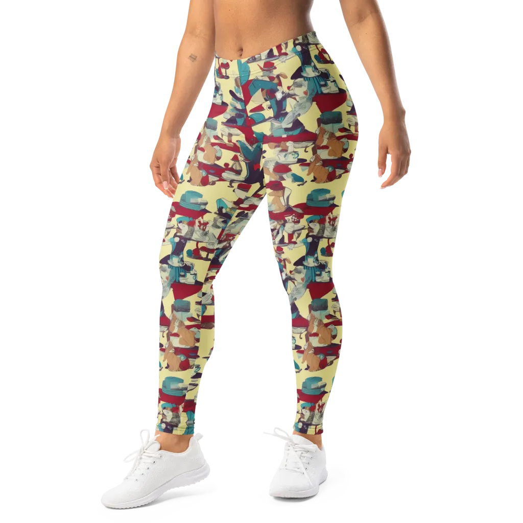 Crimson Tea Salon on Leggings — Left Front