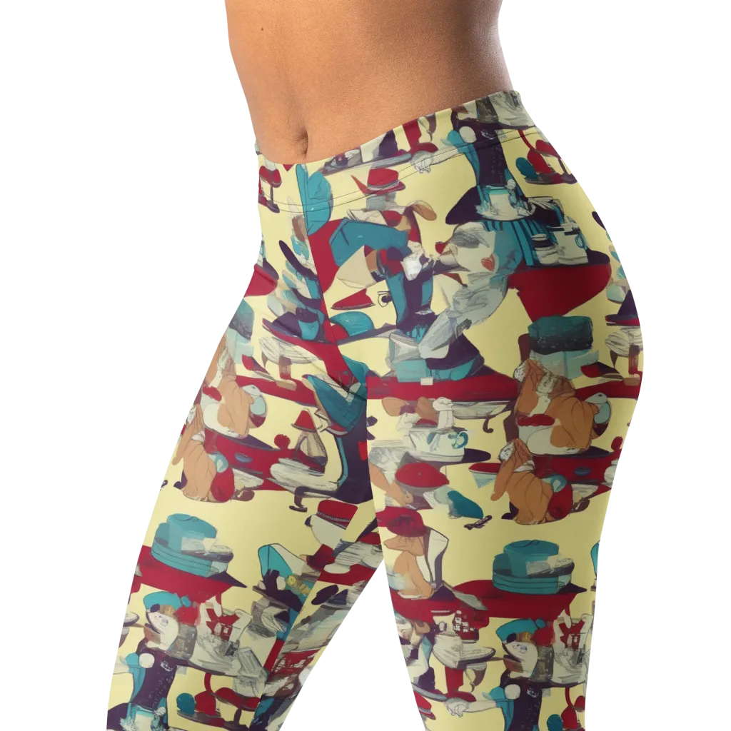 Crimson Tea Salon on Leggings — Left Front