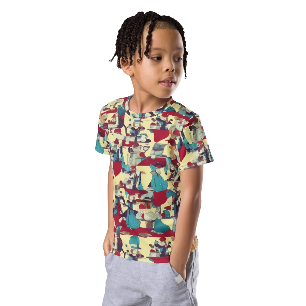Crimson Tea Salon on Kids Crew Neck T-Shirt — Left Front