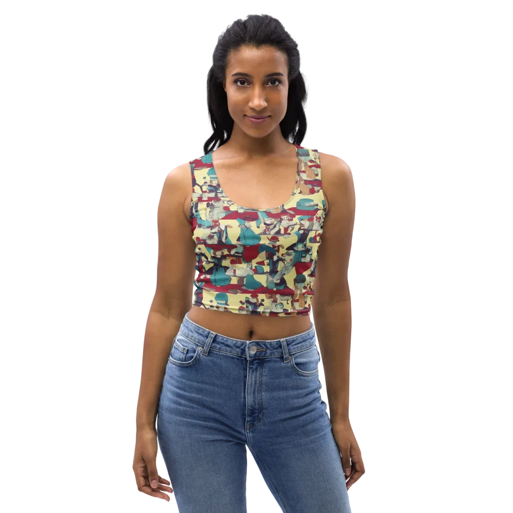 Crimson Tea Salon on Crop Top — Front