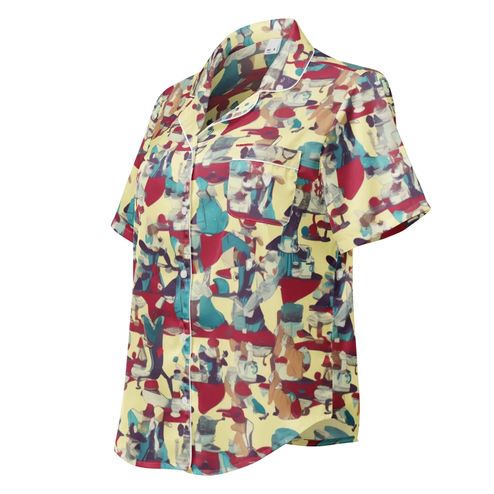 Crimson Tea Salon on Women's Short Sleeve Pajama Top — Left Front