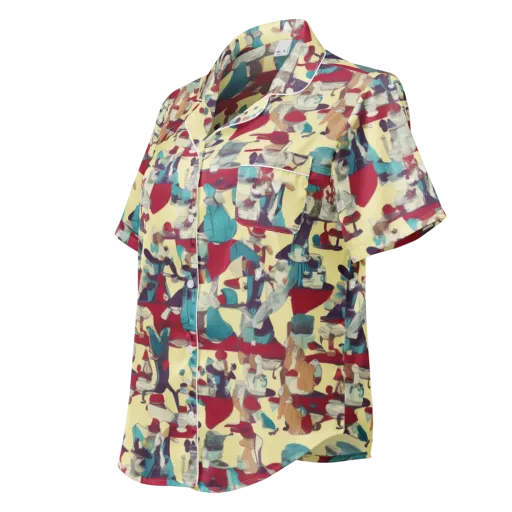 Crimson Tea Salon on a Women's Short Sleeve Pajama Top