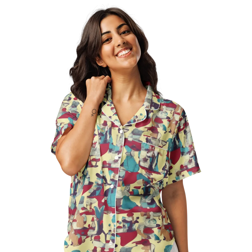 Crimson Tea Salon on Women's Short Sleeve Pajama Top — Front
