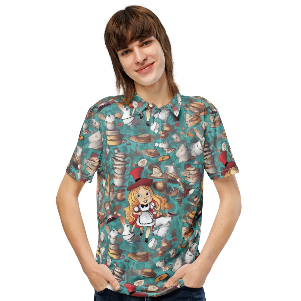 Wonderland Tea Party on Men's Slim Fit Polo Shirt — Front