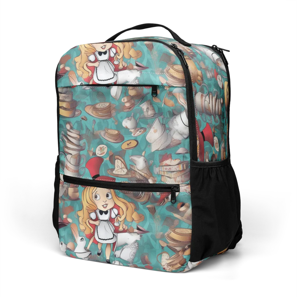Wonderland Tea Party on Utility Backpack — Left Front