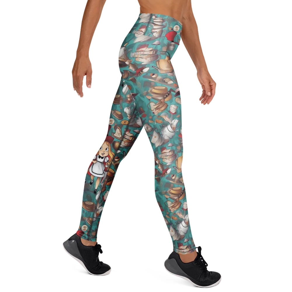Wonderland Tea Party on Yoga Leggings — Right