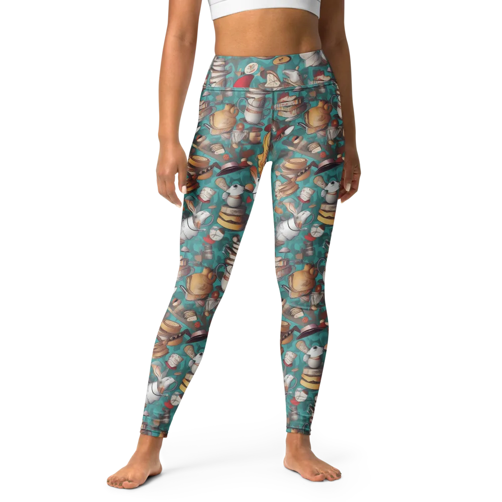 Wonderland Tea Party on Yoga Leggings — Front