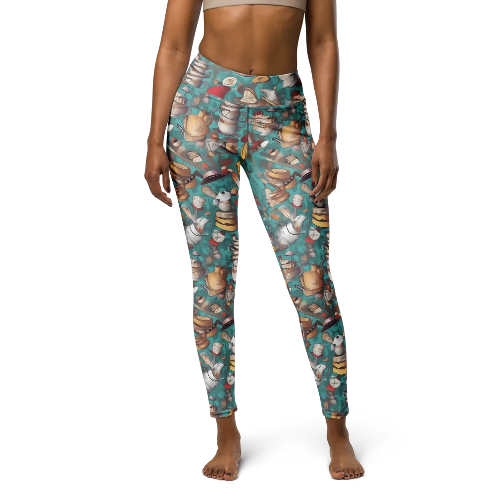 Wonderland Tea Party on Yoga Leggings — Front