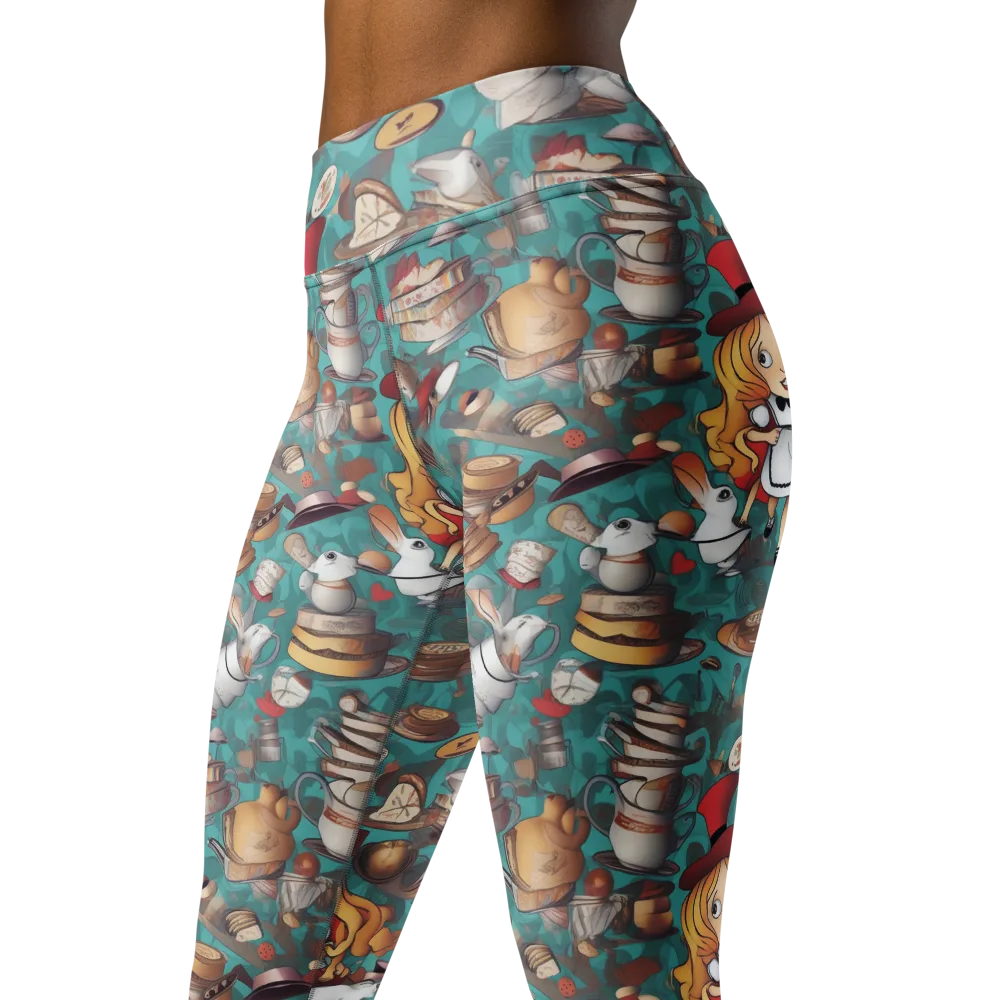 Wonderland Tea Party on Yoga Leggings — Left Front