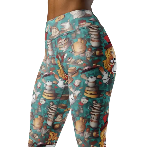 Wonderland Tea Party on a Yoga Leggings