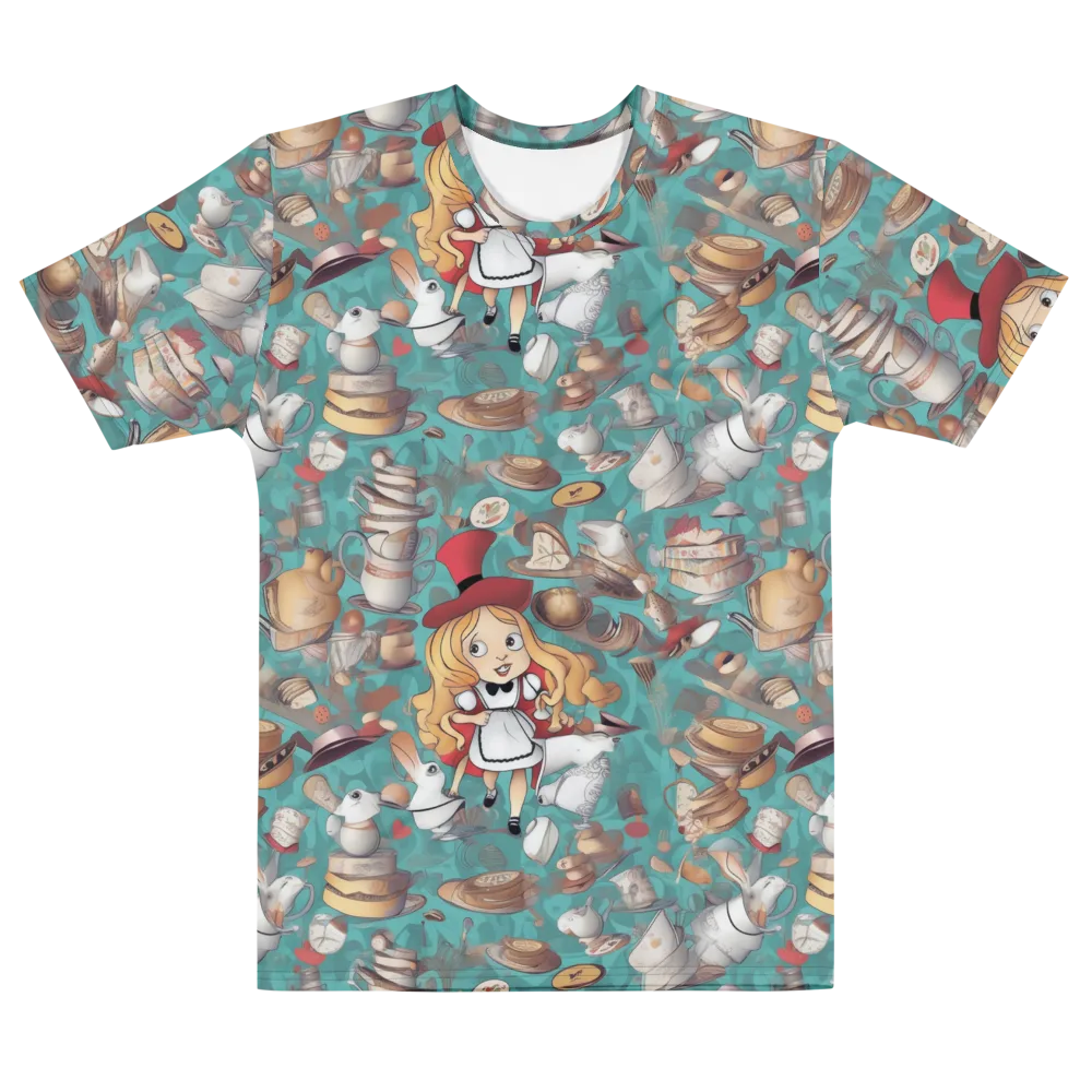 Wonderland Tea Party on Men's Cotton Crew Neck T-Shirt — Front
