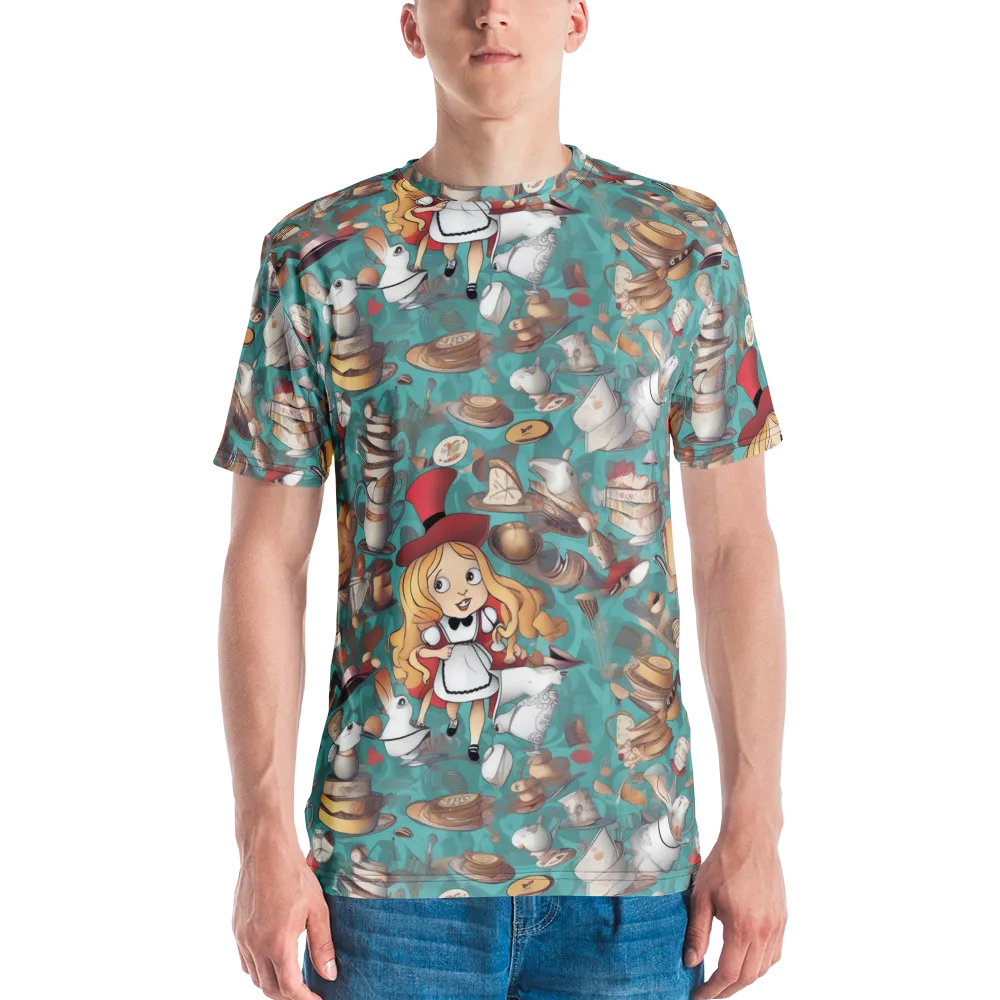 Wonderland Tea Party on Men's Crew Neck T-Shirt — Front
