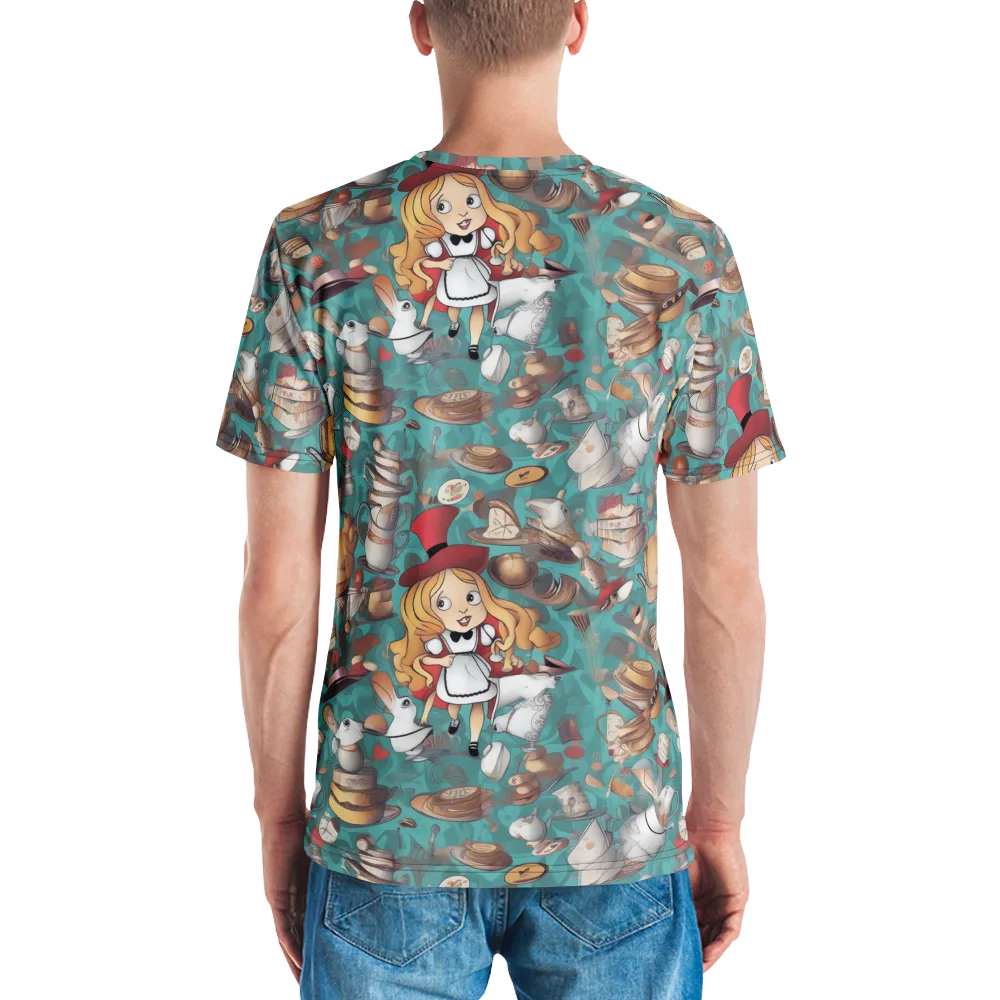 Wonderland Tea Party on Men's Crew Neck T-Shirt — Back